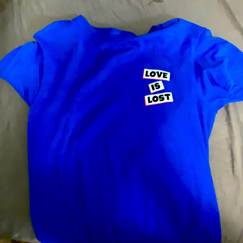 Love is lost blue tee shirt